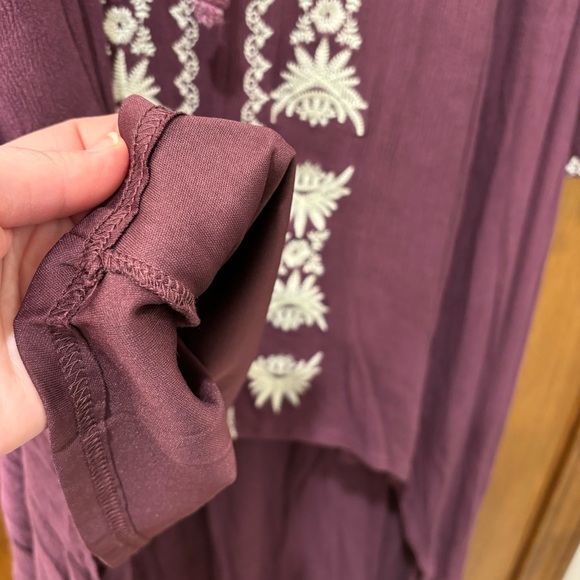 Purple embroidered high-low boho dress, large - Picture 6 of 9